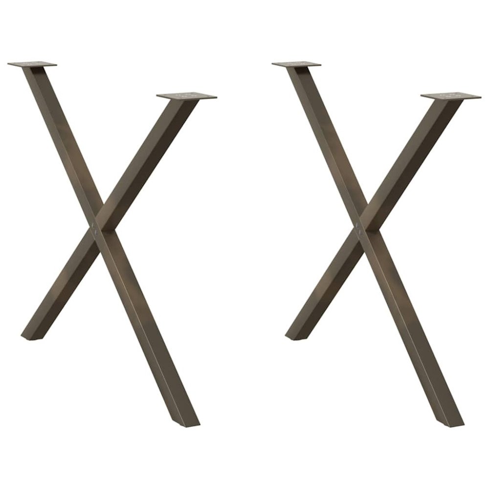 vidaXL Matbordsben X-formad 2 st naturstål 90x(72-73) cm stål