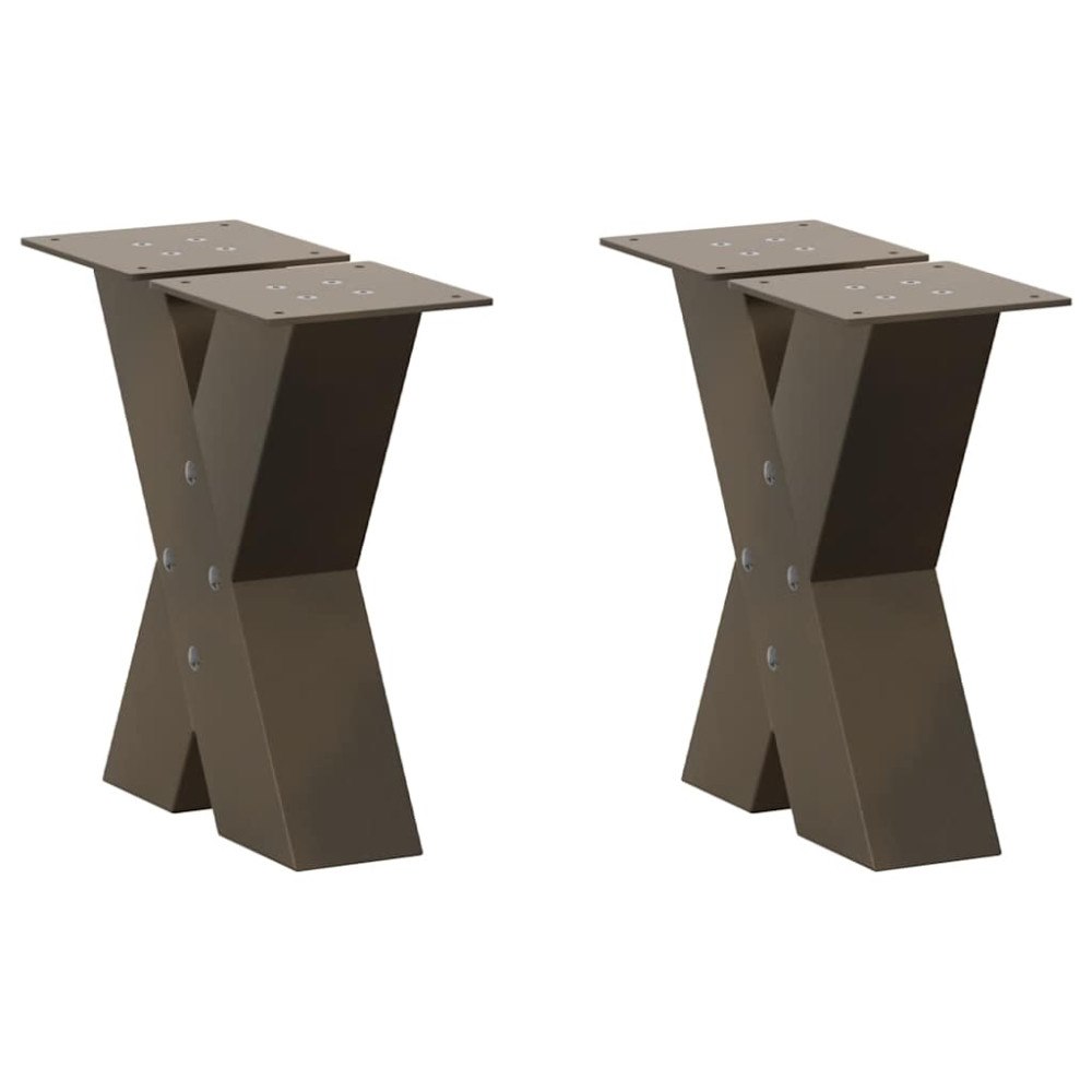 vidaXL Soffbordsben X-formade 2 st naturstål 40x(30-31) cm stål
