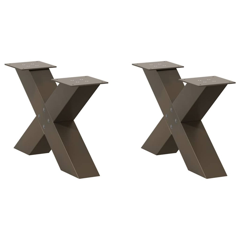 vidaXL Soffbordsben X-formade 2 st naturstål 60x(30-31) cm stål