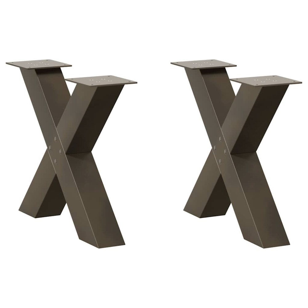 vidaXL Soffbordsben X-formade 2 st naturstål 60x(42-43) cm stål