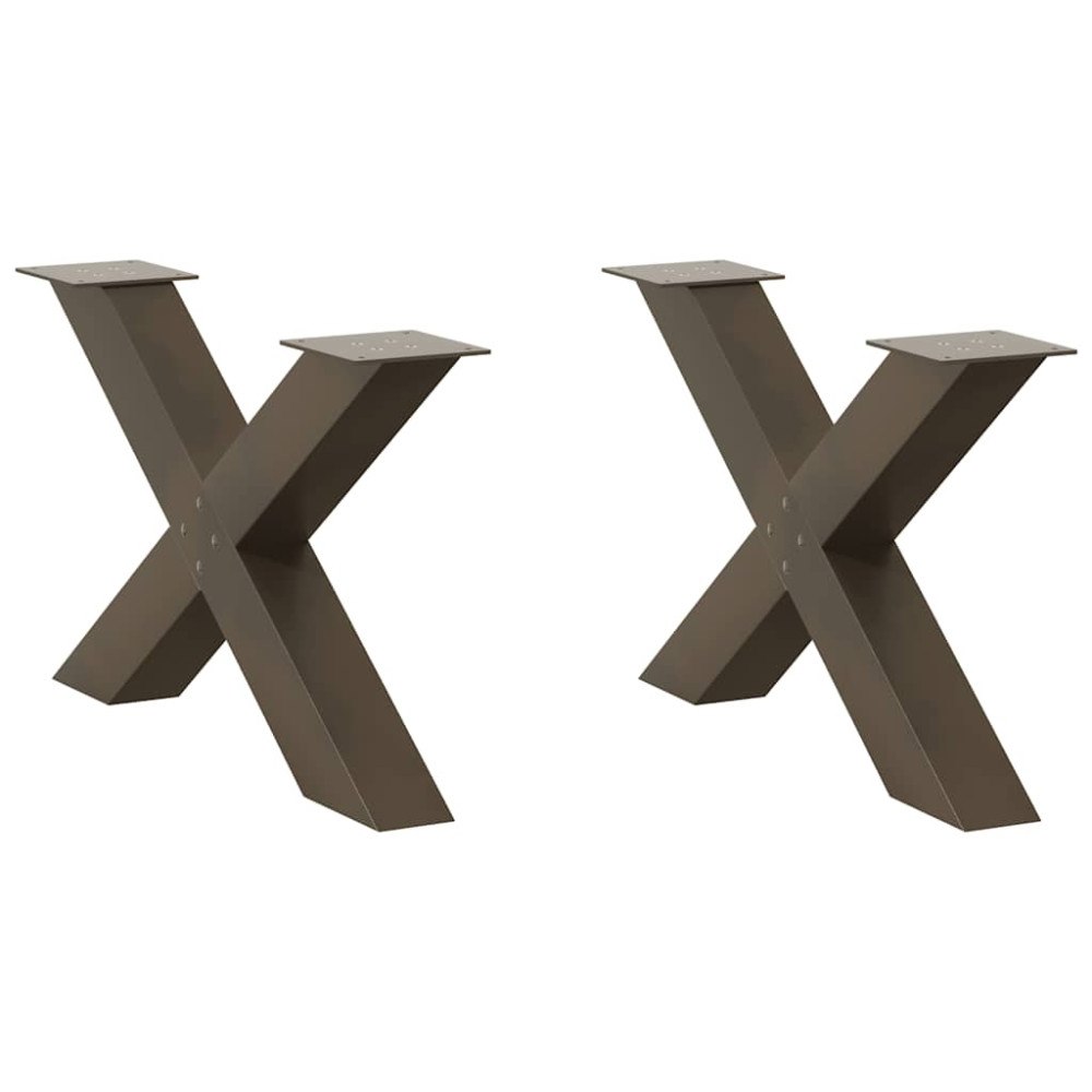 vidaXL Soffbordsben X-formade 2 st naturstål 70x(42-43) cm stål