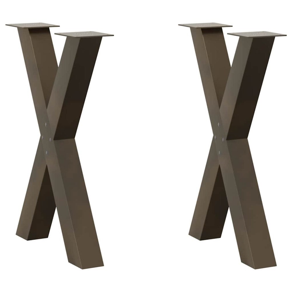 vidaXL Matbordsben X-formad 2 st naturstål 50x(72-73) cm stål
