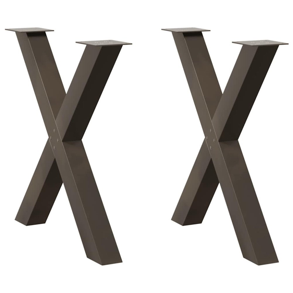 vidaXL Matbordsben X-formad 2 st naturstål 70x(72-73) cm stål