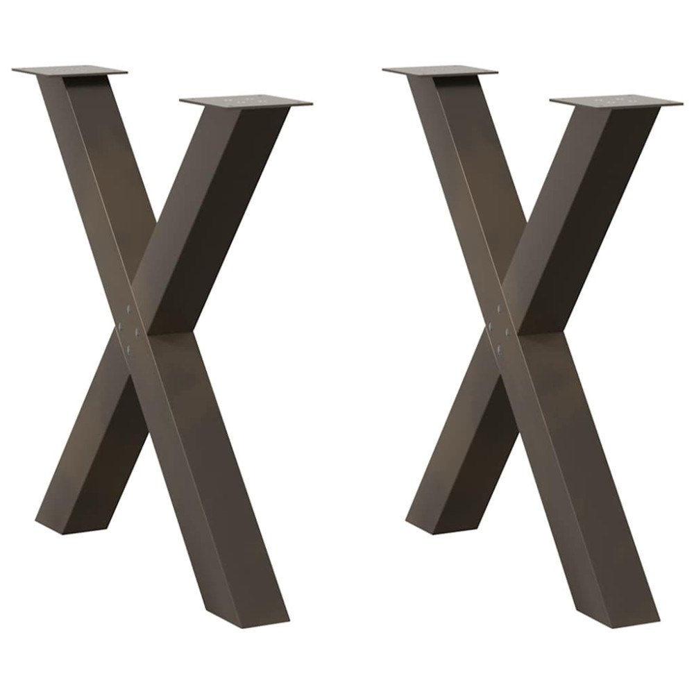 vidaXL Matbordsben X-formad 2 st naturstål 80x(72-73) cm stål