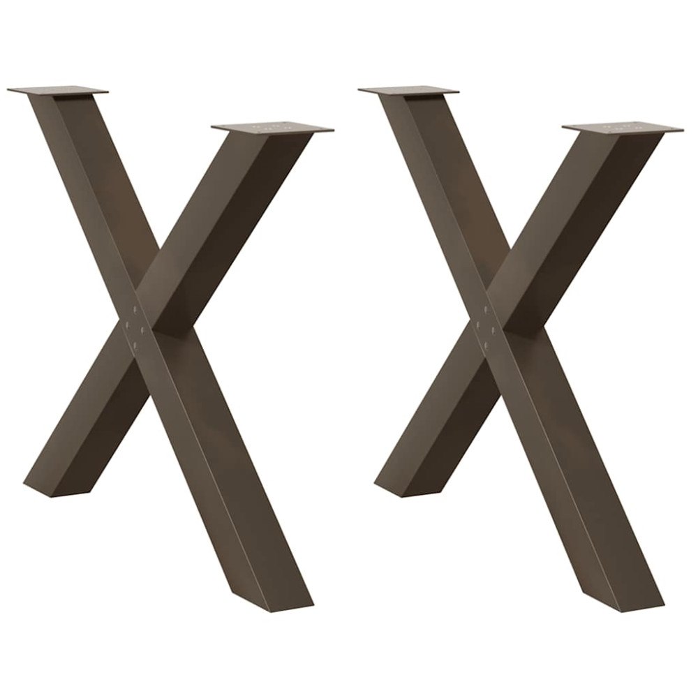 vidaXL Matbordsben X-formade 2 st naturstål 90x(72-73) cm stål