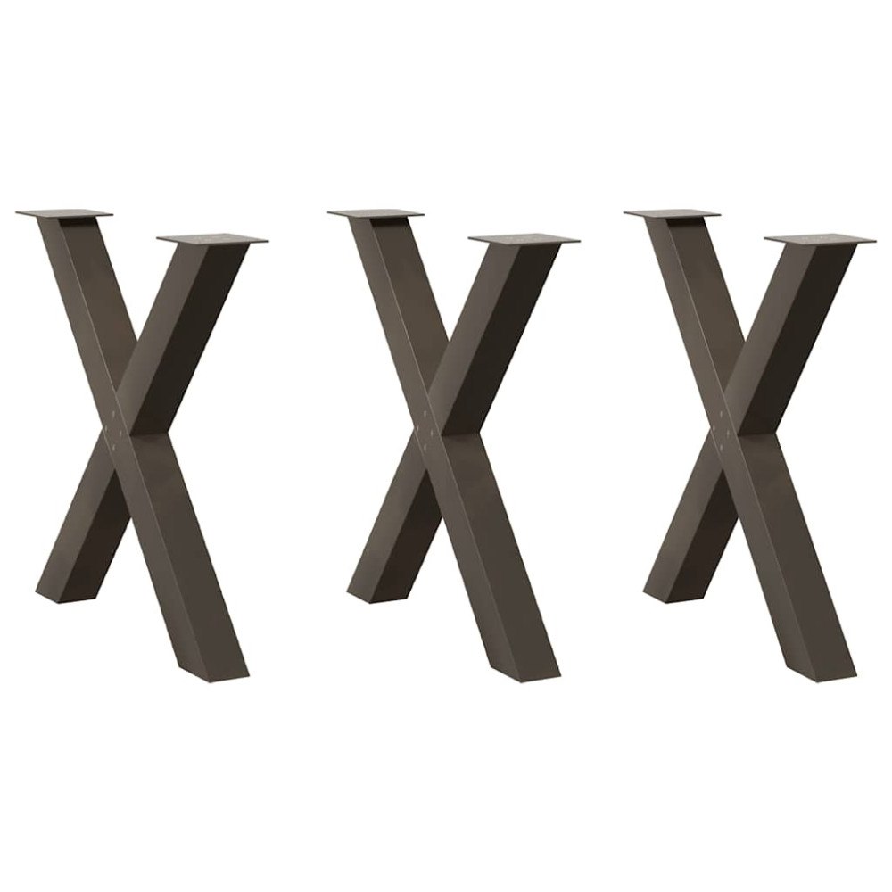 vidaXL Matbordsben X-formad 3 st naturstål 70x(72-73) cm stål