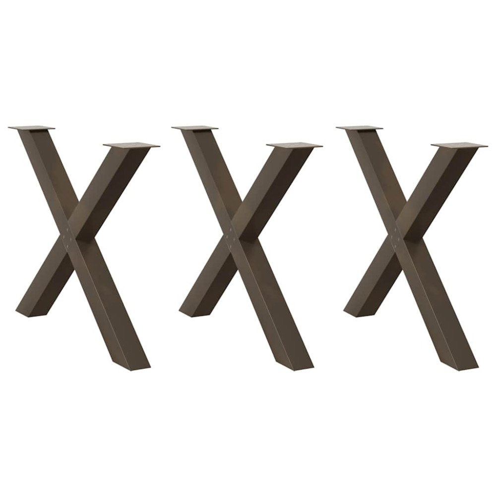 vidaXL Matbordsben X-formade 3 st naturstål 90x(72-73) cm stål