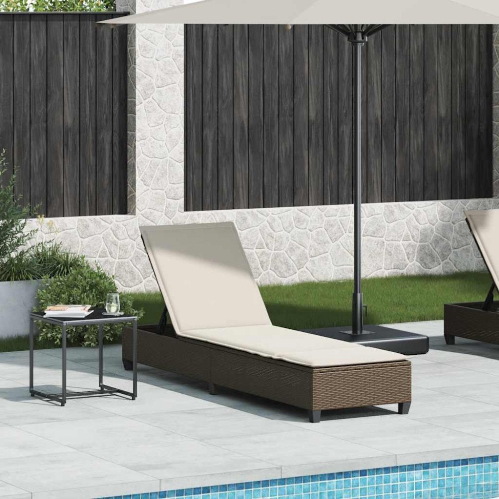 vidaXL Solstol med dynor brun 55x200x25,5cm konstrotting