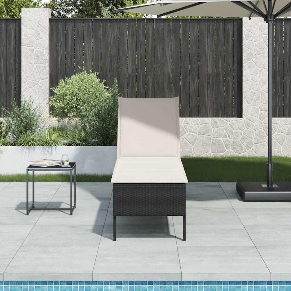 vidaXL Solstol med dyna svart 55x200x44cm konstrotting