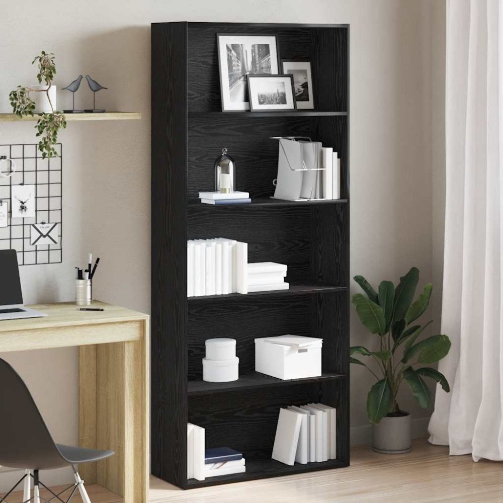 vidaXL Bokhylla svart ek 80x30x189 cm konstruerat trä