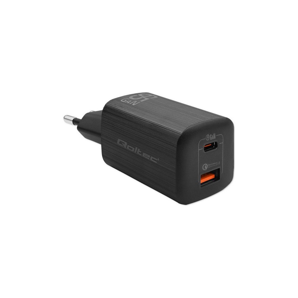 Qoltec Qoltec GaN ULTRA strömadapter - 5-20V, 2.25-3.25A - USB-C, USB - 65 Watt