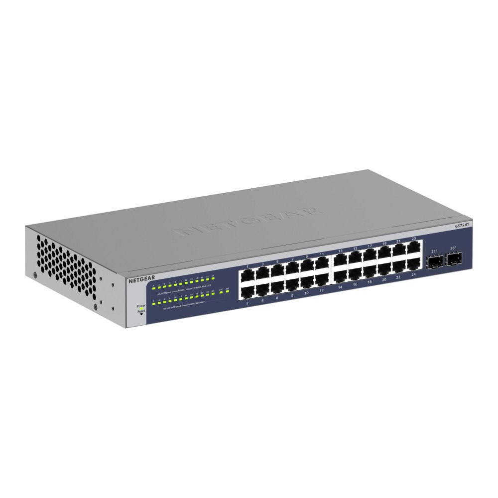 Netgear NETGEAR GS724T - Version 6 - switch - 24 portar - smart - rackmonterbar