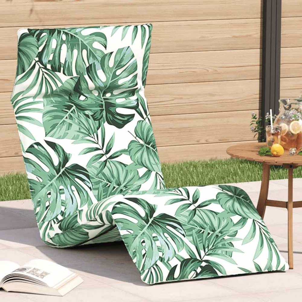 vidaXL Hopfällbar solstol bladmönster 175x54x8,5 cm oxfordtyg