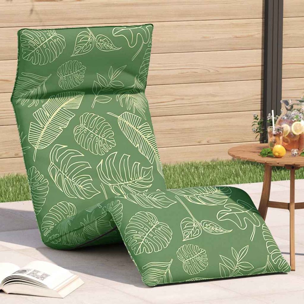 vidaXL Hopfällbar solstol bladmönster 175x54x8,5 cm oxfordtyg