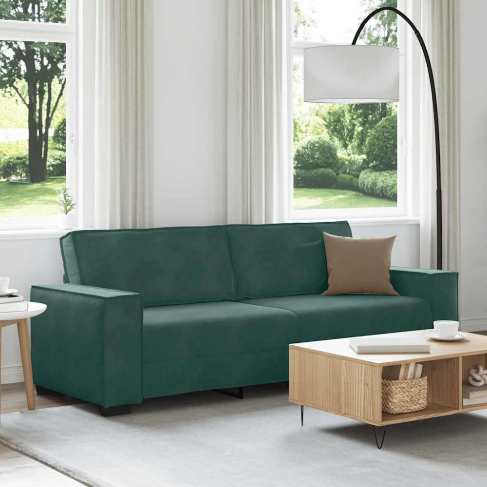 vidaXL 3-sitssoffa mörkgrön 180 cm sammet