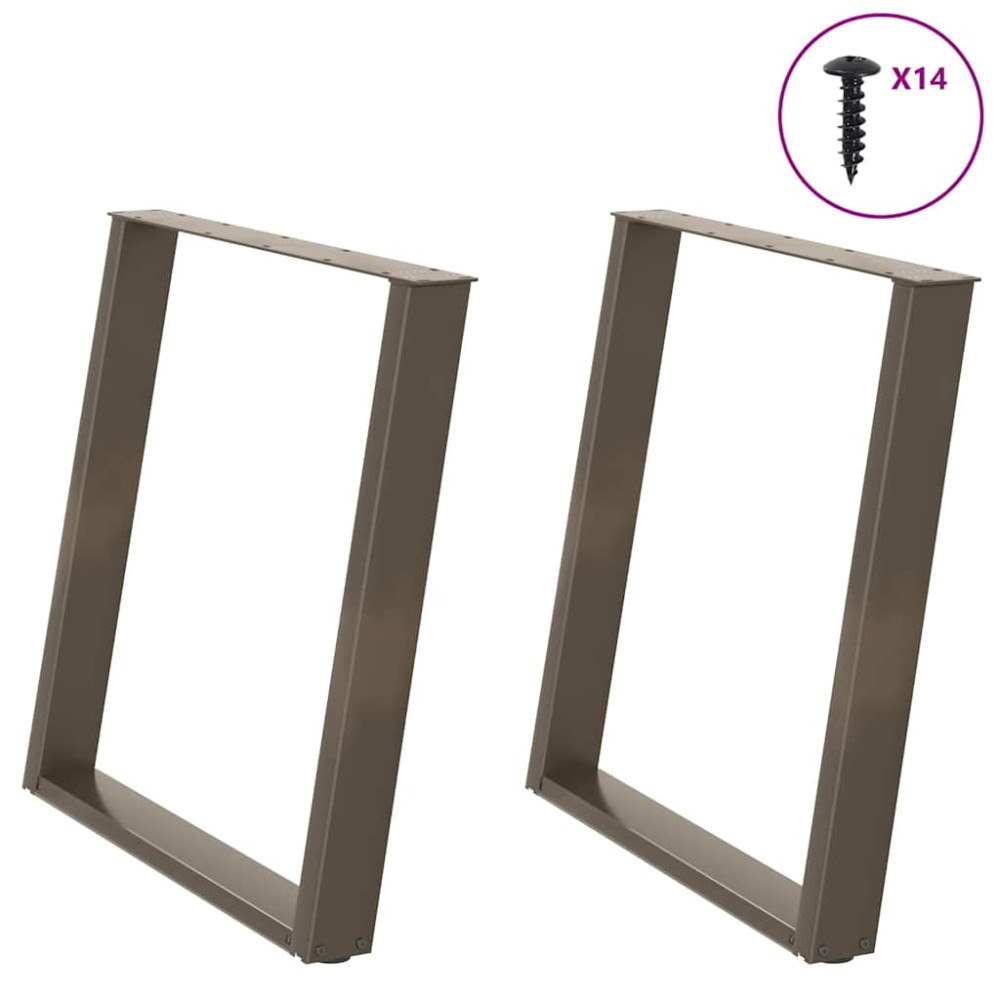 vidaXL Matbordsben U-formad 2 st naturstål 80x(72-73) cm stål