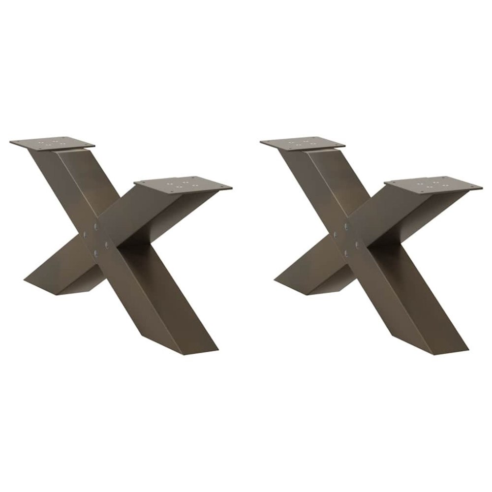 vidaXL Soffbordsben X-formade 2 st naturstål 70x(30-31) cm stål