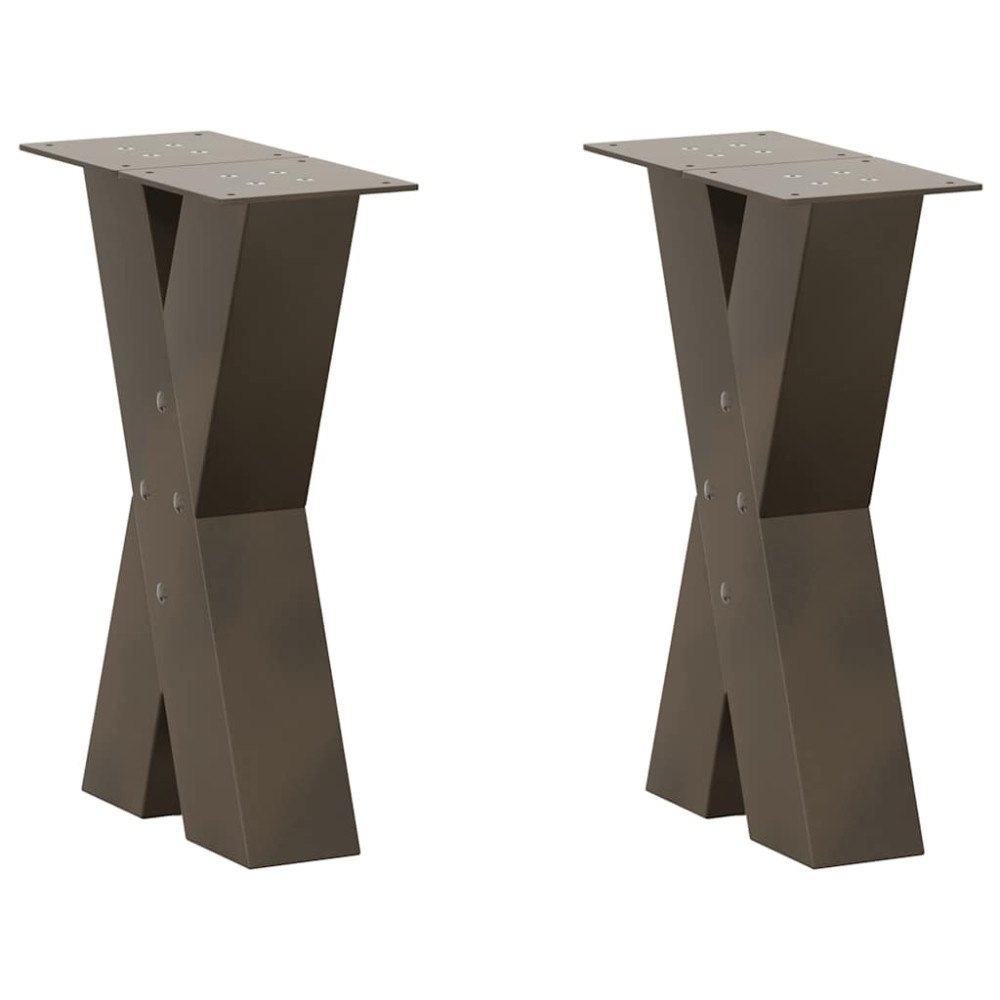 vidaXL Soffbordsben X-formade 2 st naturstål 38x(42-43) cm stål