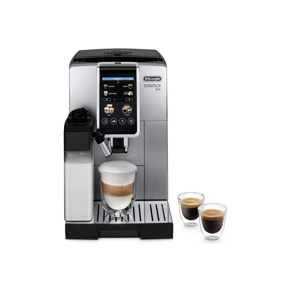 Delonghi De'Longhi Dinamica Plus ECAM380.85.SB - automatisk kaffekokare med mjölkskummare - 15 bar - silver/svart