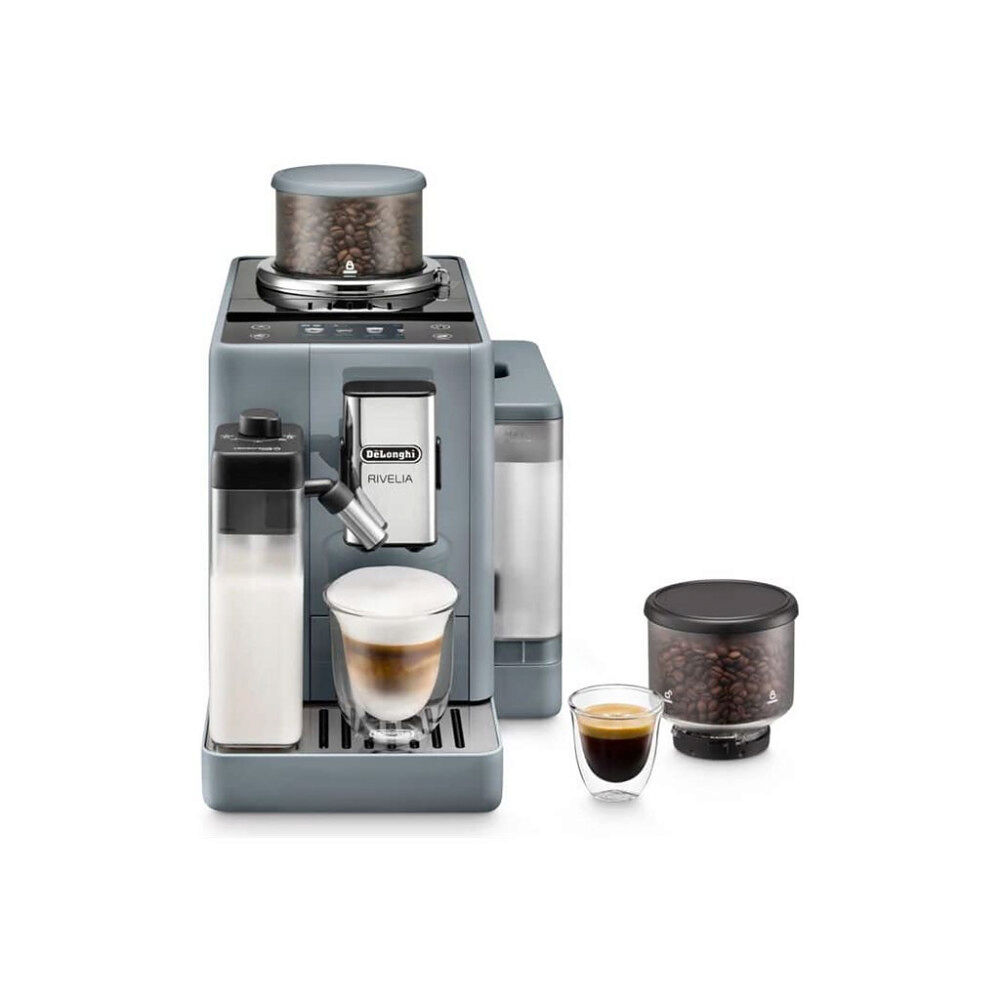 Delonghi De'Longhi Rivelia EXAM440.55.G - automatisk kaffekokare med mjölkskummare - 19 bar - stengrå