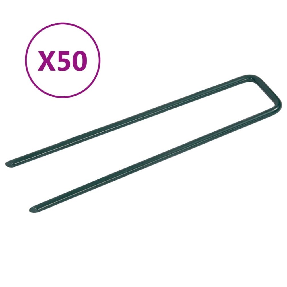vidaXL Spikar för konstgräs 50 st U-formad järn