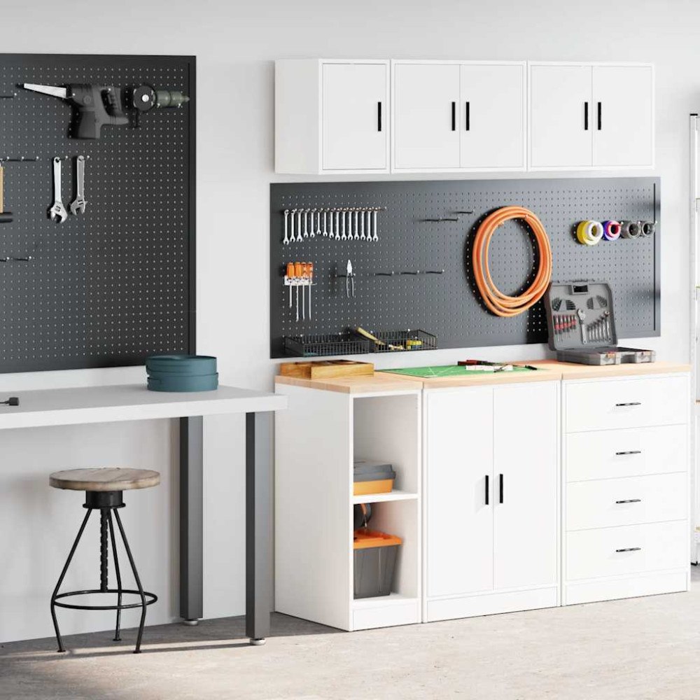 vidaXL Garageskåp 2 st, vit, konstruerat trä