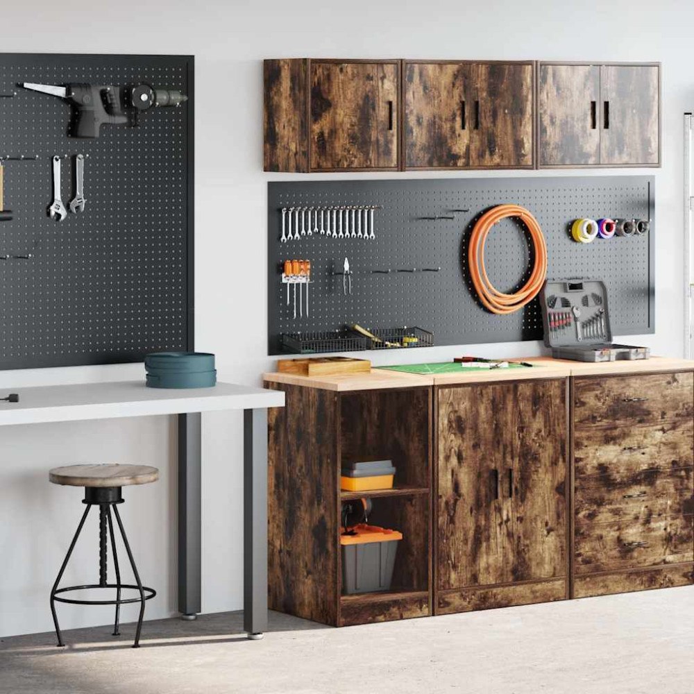 vidaXL Garageskåp 2 st rökt ek konstruerat trä