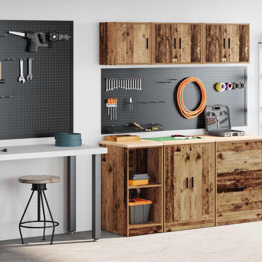 vidaXL Garageskåp 2 delar gammalt trä konstruerat trä