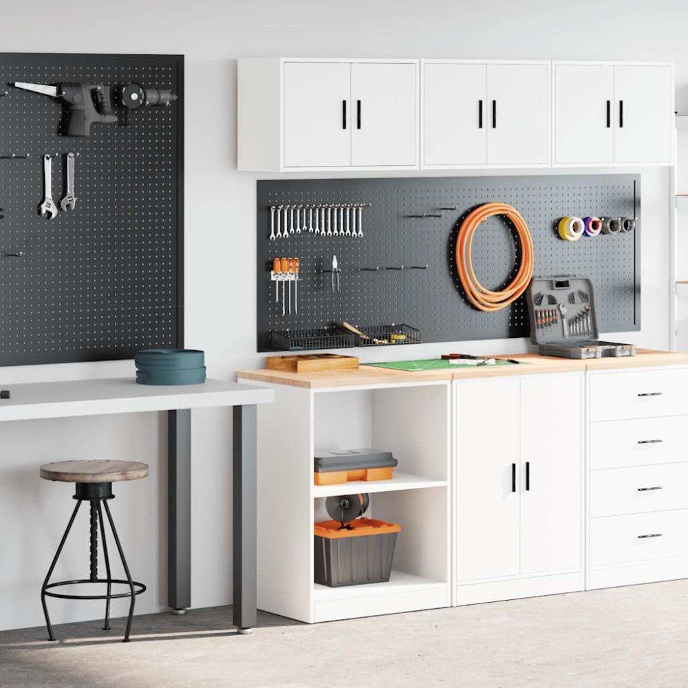 vidaXL Garageskåp 2 st, vit, konstruerat trä