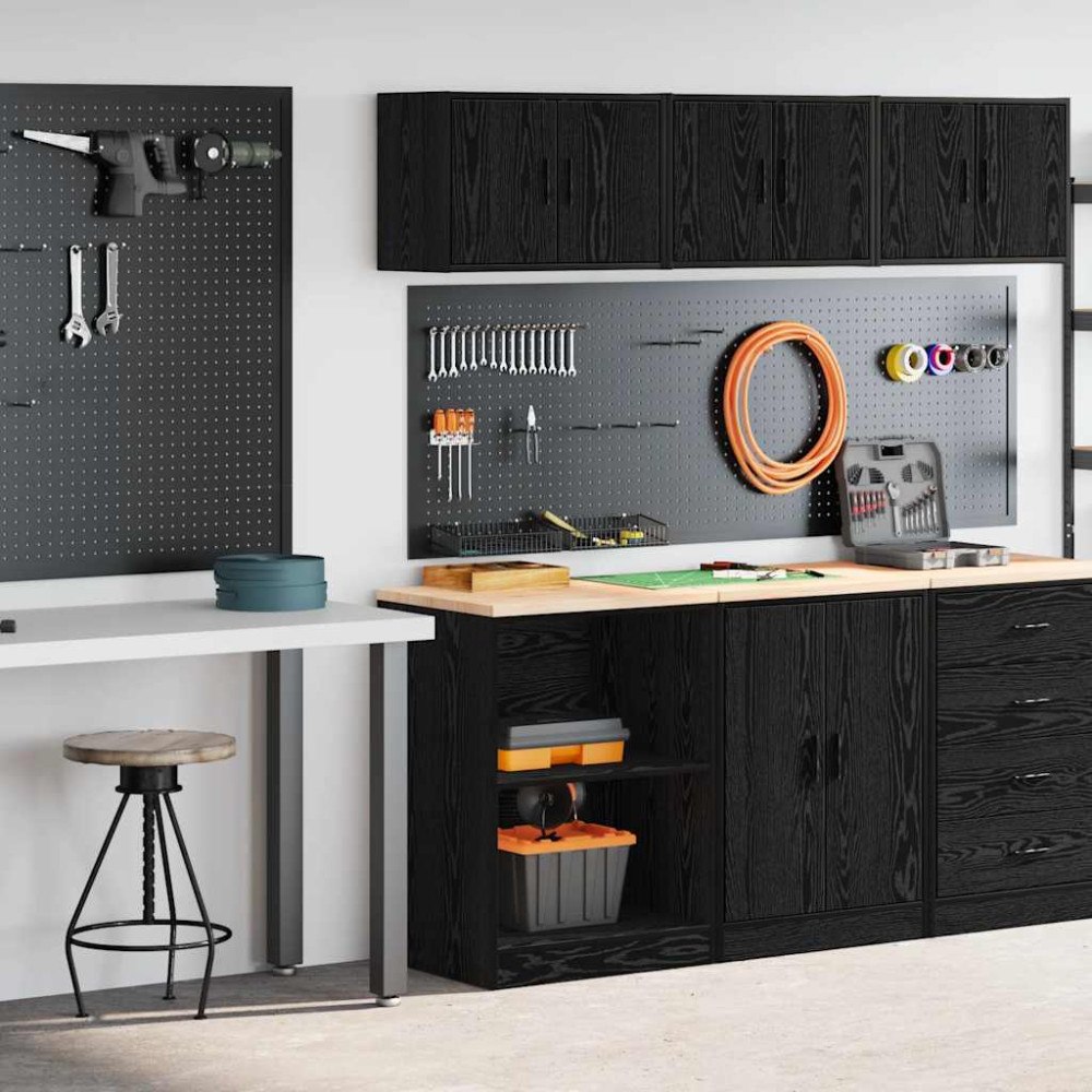 vidaXL Garageskåp 2 delar svart konstruerat trä