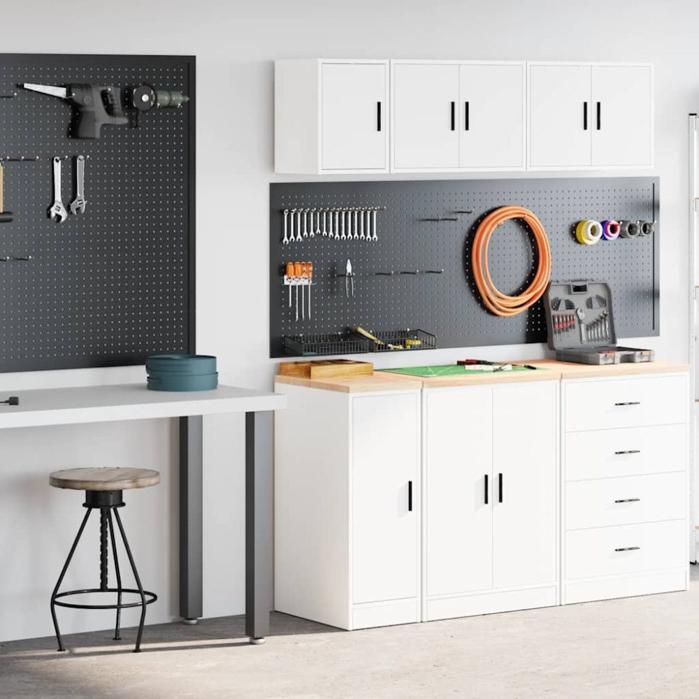 vidaXL Garageskåp 2 st, vit, konstruerat trä