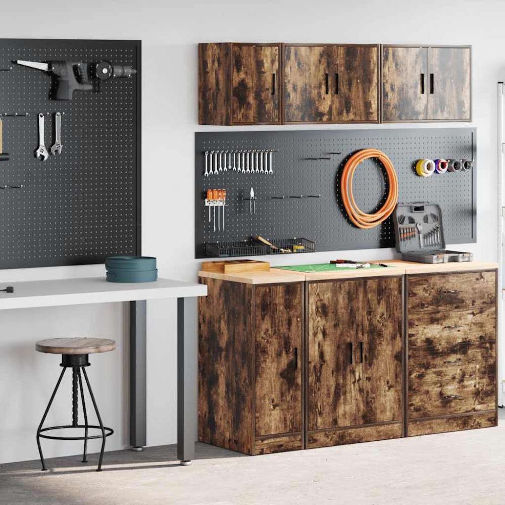 vidaXL Garageskåp 2 st rökt ek konstruerat trä