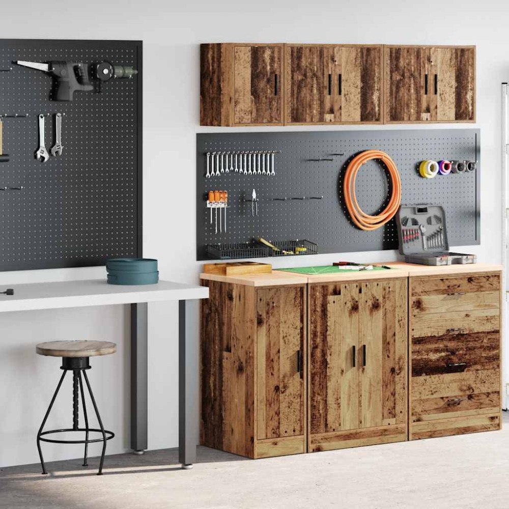 vidaXL Garageskåp 2 delar gammalt trä konstruerat trä