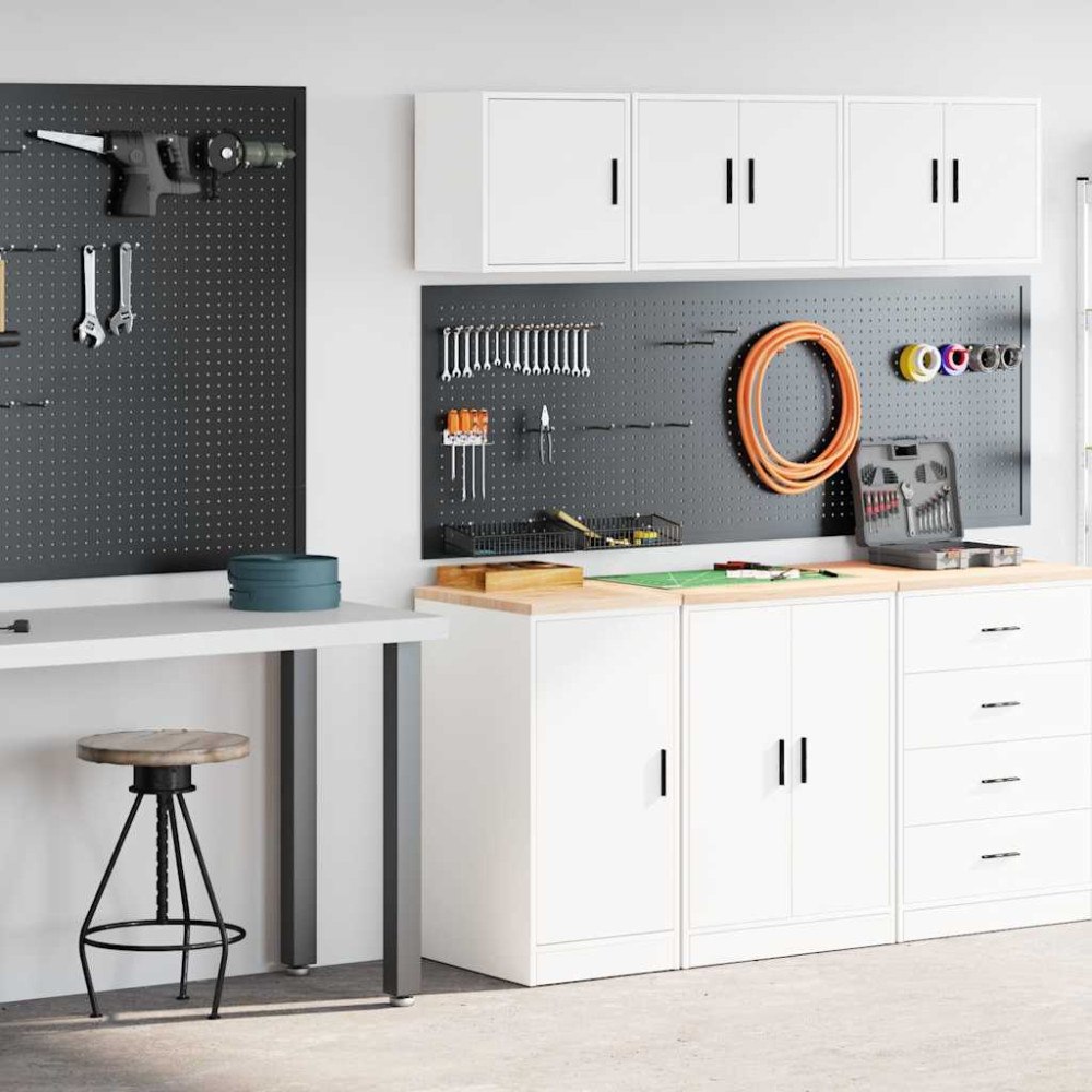 vidaXL Garageskåp 2 st, vit, konstruerat trä