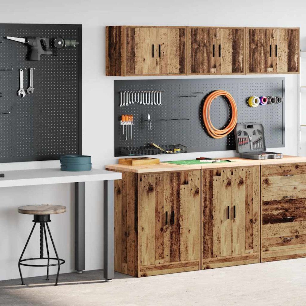 vidaXL Garageskåp 2 delar gammalt trä konstruerat trä