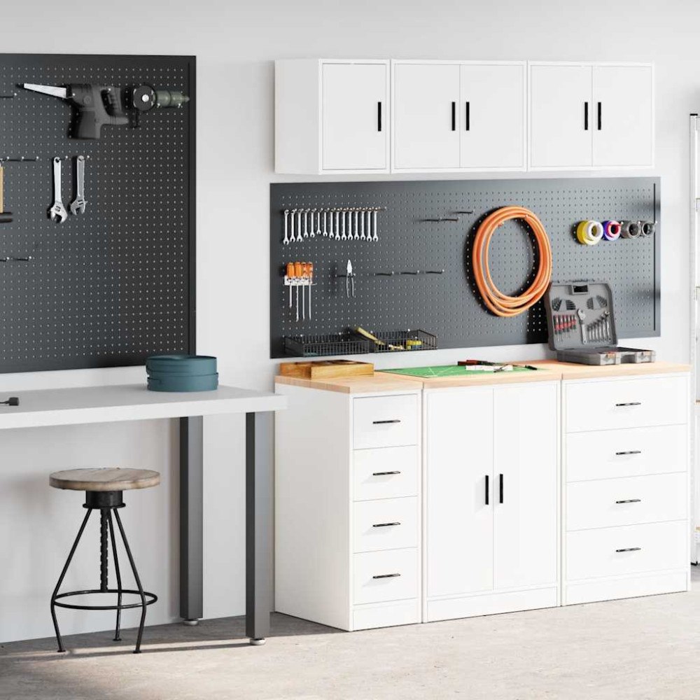 vidaXL Garageskåp 2 st, vit, konstruerat trä