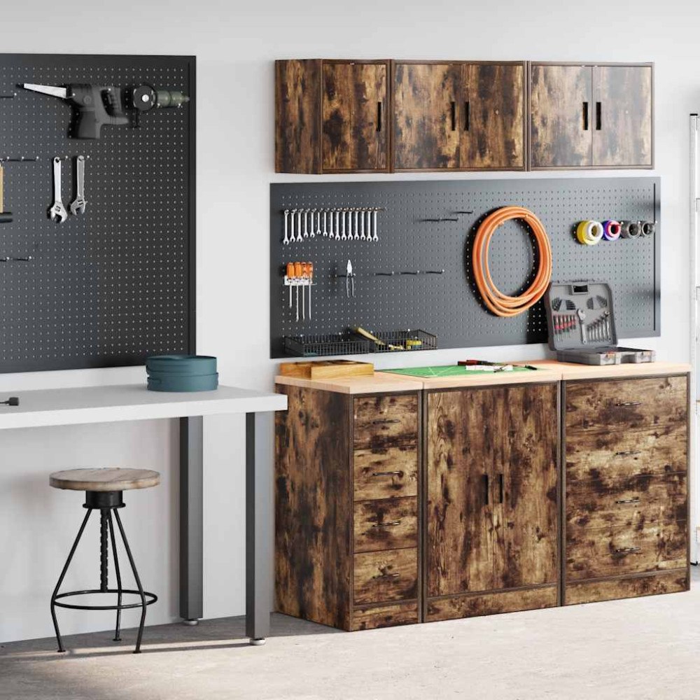 vidaXL Garageskåp 2 st rökt ek konstruerat trä
