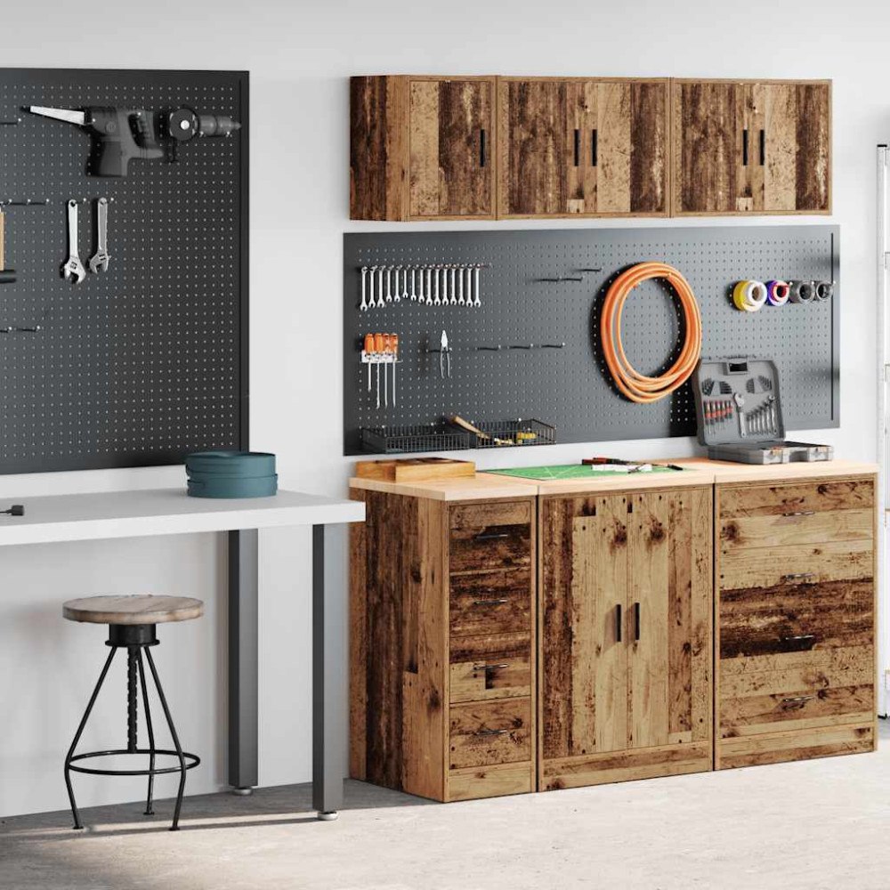vidaXL Garageskåp 2 delar gammalt trä konstruerat trä