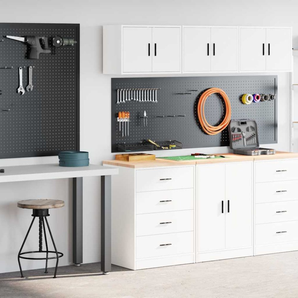 vidaXL Garageskåp 2 st, vit, konstruerat trä