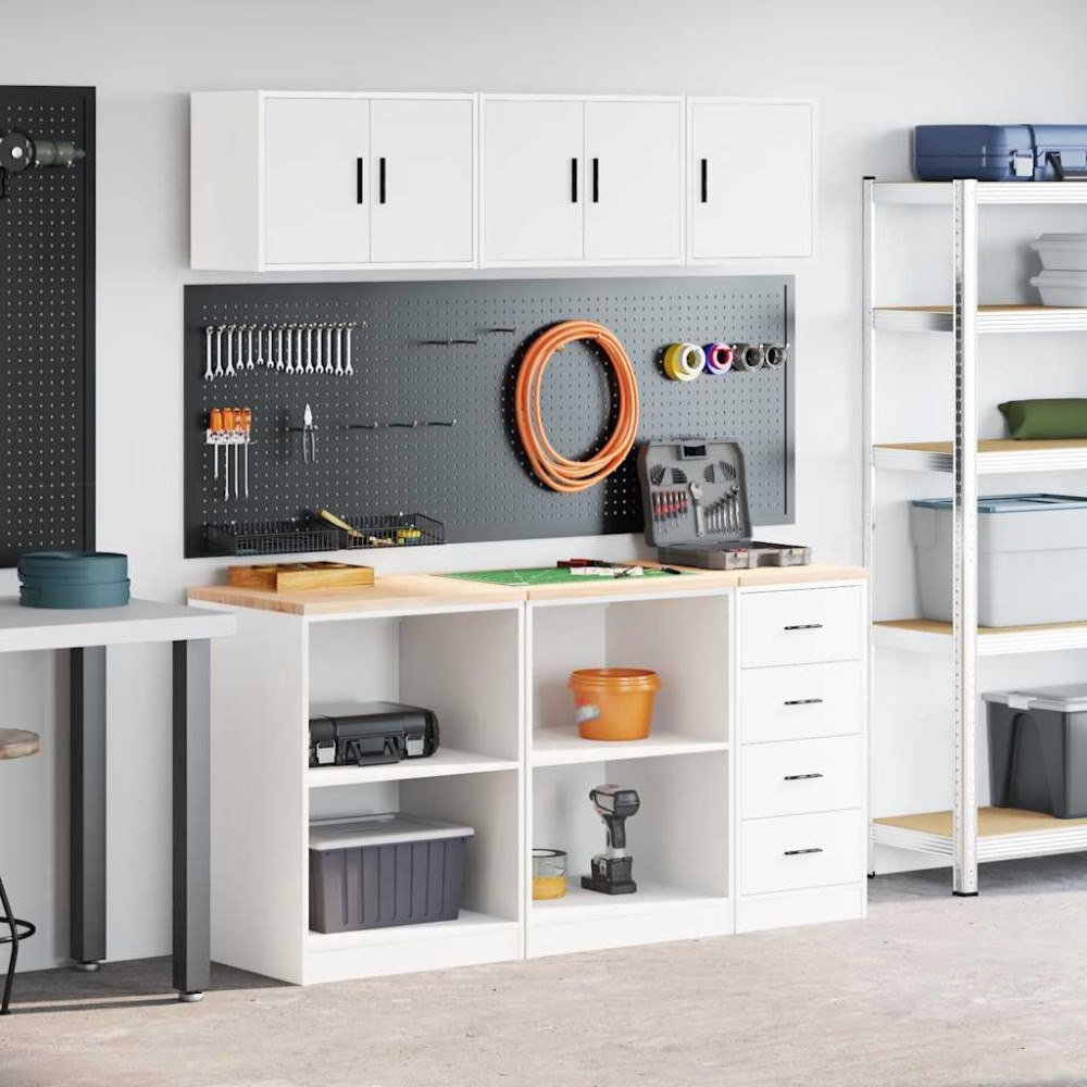vidaXL Garageskåp 6 delar vitt konstruerat trä