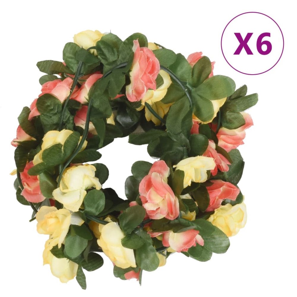 vidaXL Julkransar med blommor 6 st solnedgångsröd 250 cm