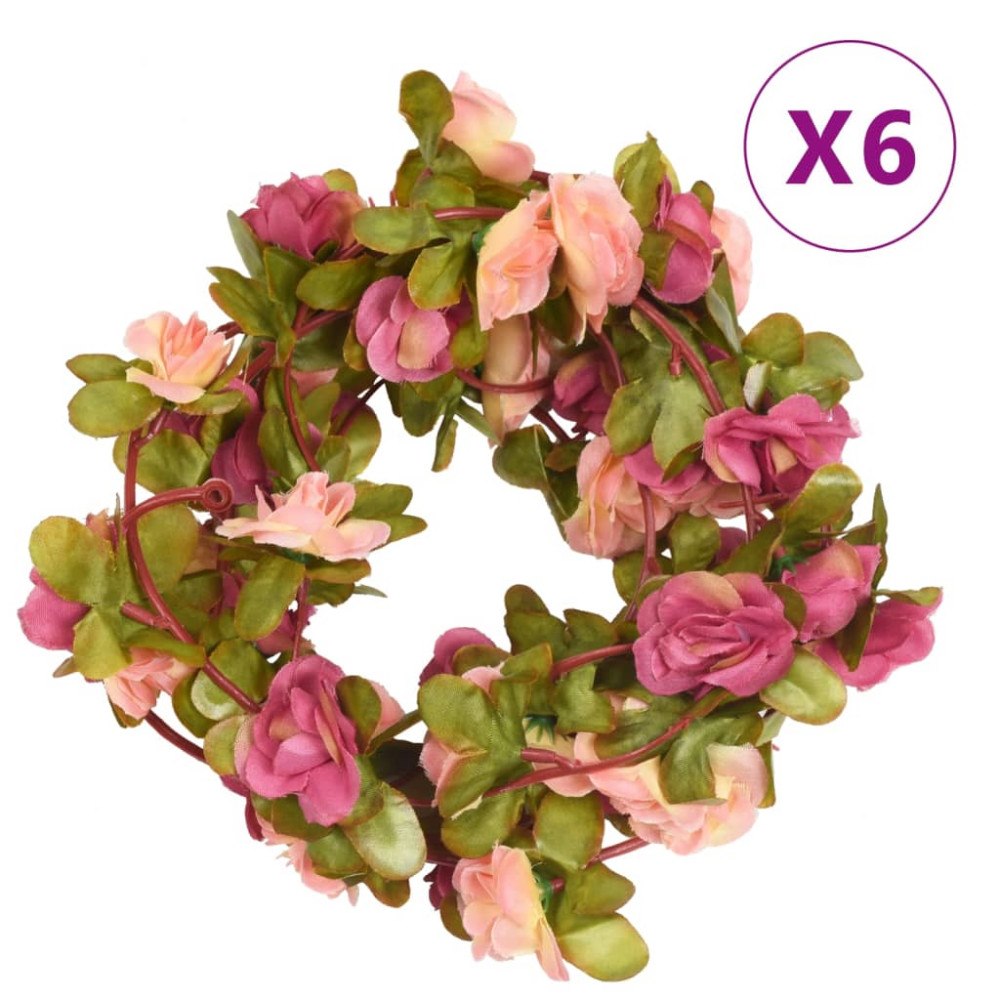 vidaXL Julkransar med blommor 3 st rosenröd 250 cm