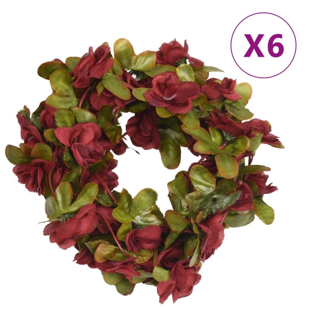 vidaXL Julkransar med blommor 6 st vinröd 250 cm