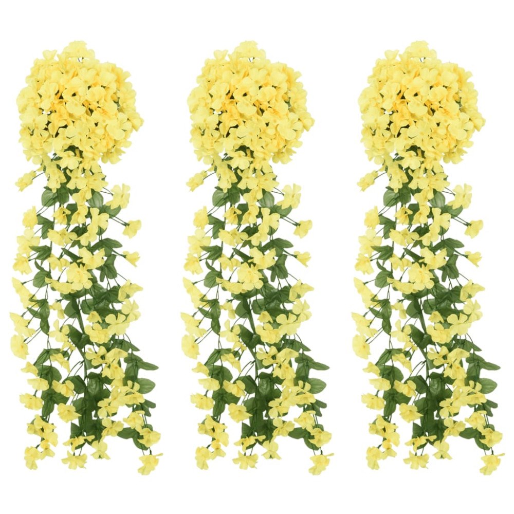 vidaXL Julkransar med blommor 3 st gul 85 cm