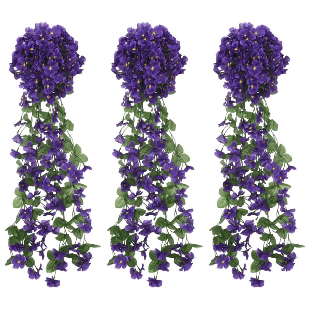 vidaXL Julkransar med blommor3 st mörklila 85 cm