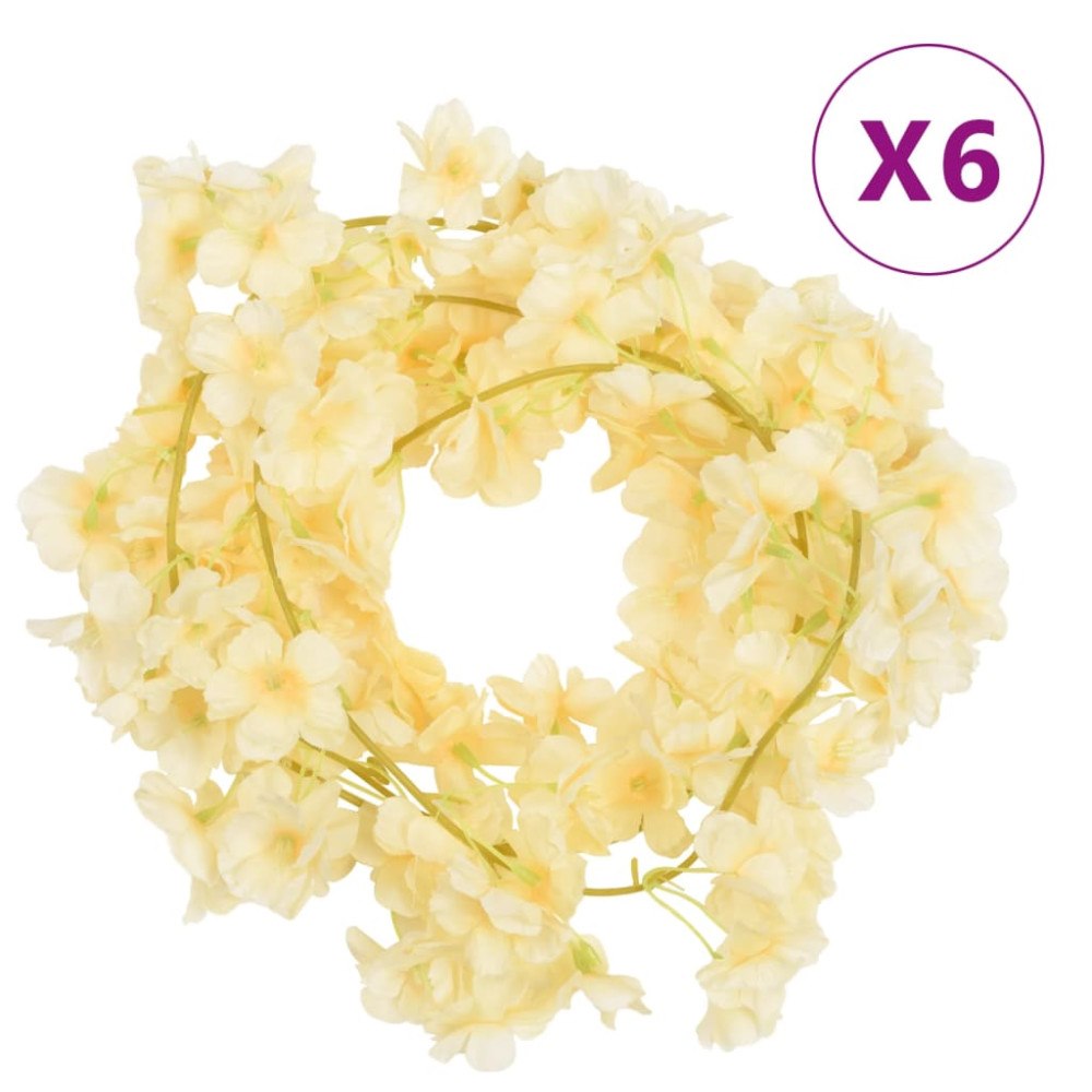 vidaXL Julkransar med blommor 6 st champagne 180 cm