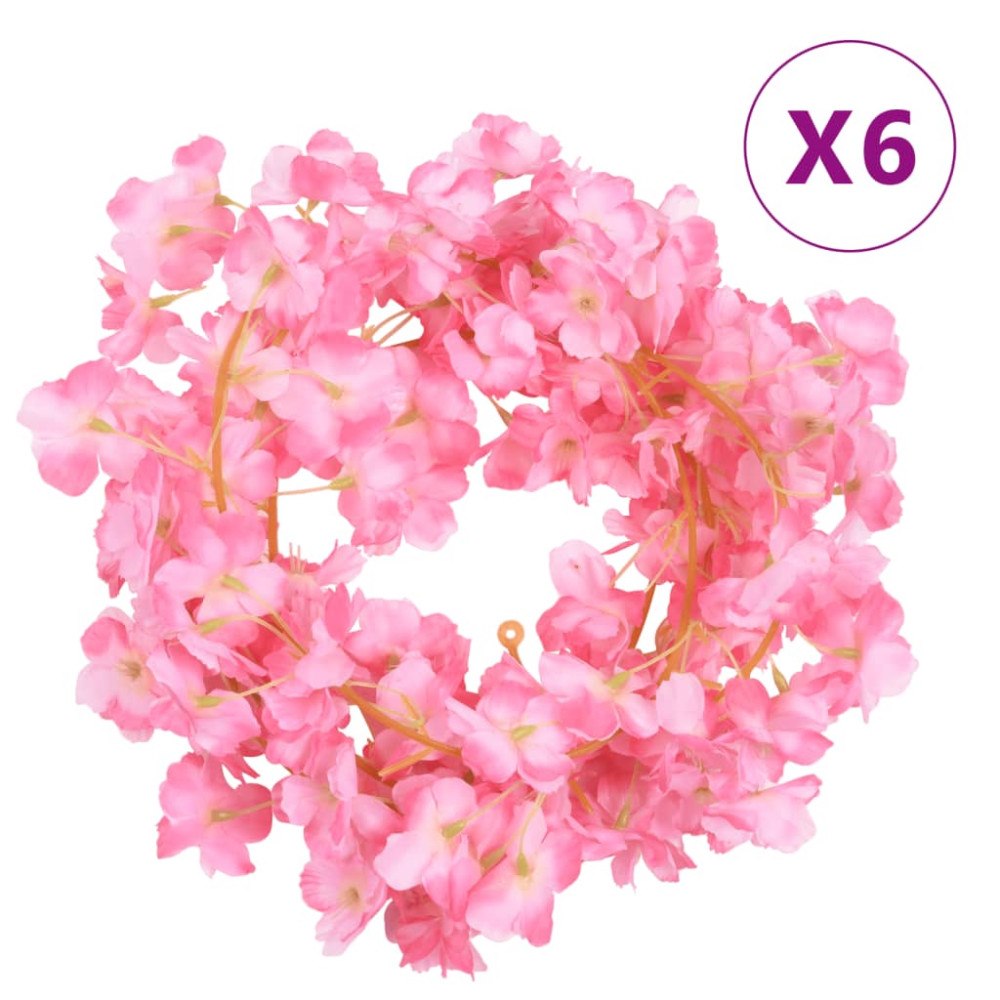 vidaXL Julkransar med blommor 6 st mörk rosa 180 cm