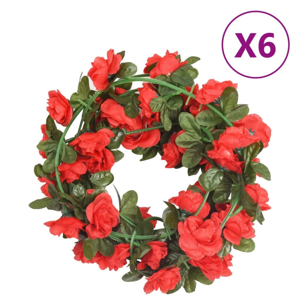 vidaXL Julkransar med blommor 6 st röd 240 cm