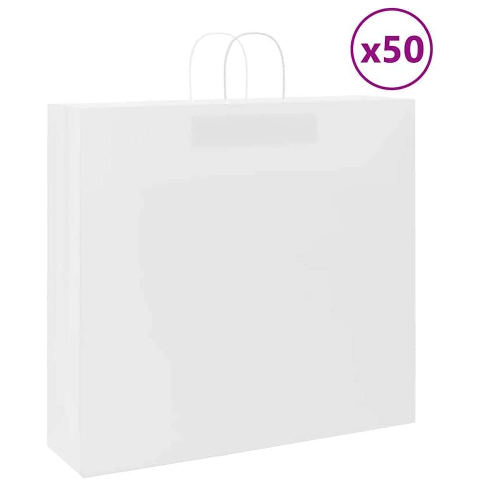 vidaXL Papperspåsar 50 st med handtag vit 54x15x49 cm