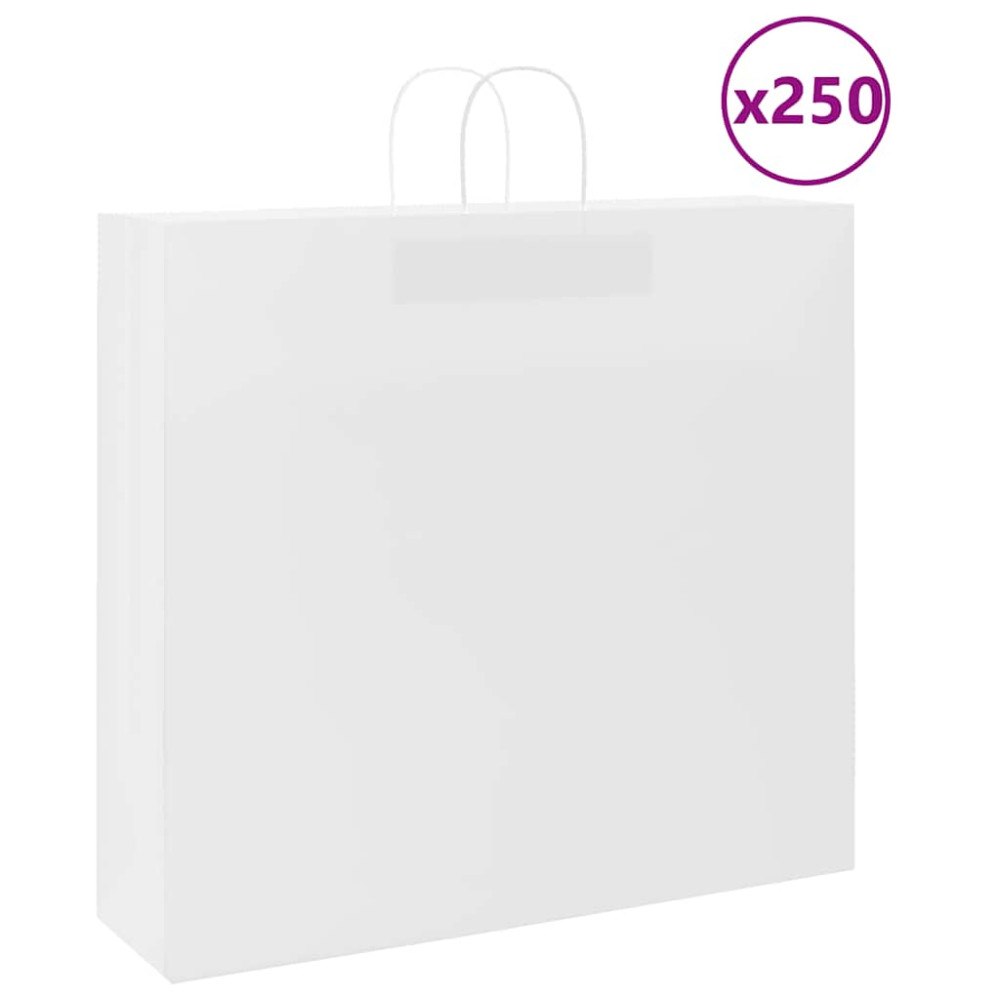 vidaXL Papperspåsar 250 st med handtag vit 54x15x49 cm